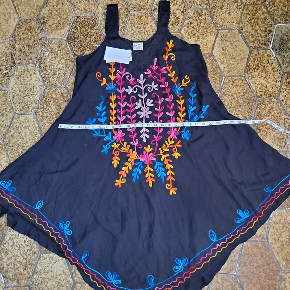 Exist Multicolored Rayon Embroidered Dress Beach Cover-up Free Size Travel - Picture 5 of 9